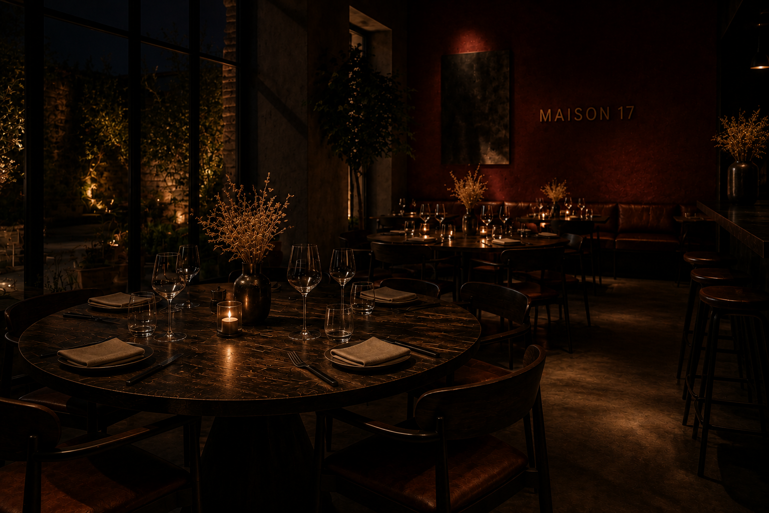 Maison 17 au dîner, à la lumière des bougies